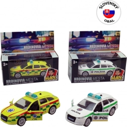 Rettungsdienst- und Polizeiauto mit Rückziehmotor