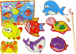 Holz-Magnetisches Angelset mit bunten Fischen