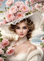 Diamantmalerei – Mädchen mit Blumenhut 30 × 40 cm