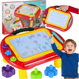 Magnetische 2-in-1-Zeichentafel mit Zaubertafel, Tischchen und Stempeln