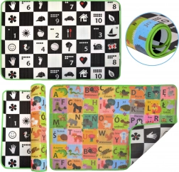 Humbi beidseitige Lern-Spielmatte aus Schaumstoff Schachbrett 3-in-1 polnisches Alphabet und Zahlen 150 × 100 × 1 cm