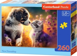 Puzzle mit 260 Teilen – Kätzchen und Hündchen: neue Freundschaft