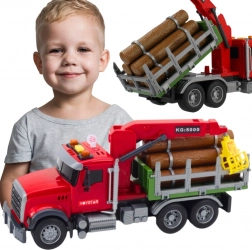 Woopie Holzstamm-Lkw mit drehbarem Kran, Licht und Sound 1:14
