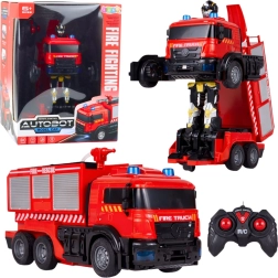 Robotisches 2-in-1-Feuerwehrauto RC mit Wasserkanone, Lichtern und Sounds