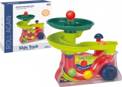 Interaktiver Kugelbrunnen mit Geräuschen, bunte Abfahrtsbahn