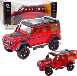 Metall-Geländewagen mit Aufziehantrieb, öffnenden Türen, rot 1:22