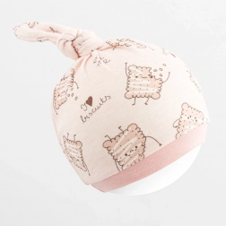 Baby-Baumwollmützchen mit Knoten rosa NEW BABY Biscuits