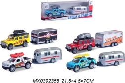 Metall-Automodell mit Anhänger, Pull-Back