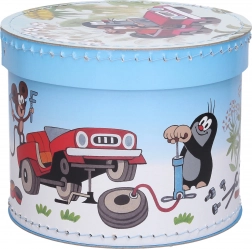 Runde Schachtel mit Maulwurfsmotiv 20 cm