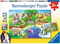 Puzzle 2x12 Teile Tiere im Zoo