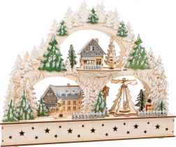 SMALL FOOT Weihnachtlicher Holz-Schwibbogen mit Licht und Melodie