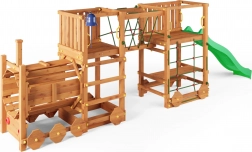 Holz-Spielplatz FUNGOO Loco Express mit Zug und Rutsche