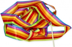 GOKI Gymnastikband mit Stab – Regenbogen, gestreift