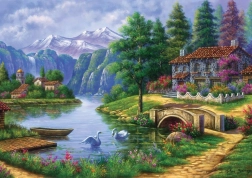 Puzzle Dorf am See 1500 Teile
