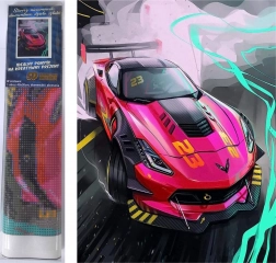 Diamantmalerei Pinker Sportwagen 30 × 40 cm