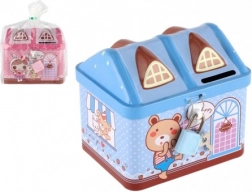 Blech-Spardose Häuschen mit Schloss 12 × 11 cm