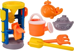 Großes Sandset mit Mühle, Schaufel, Rechen, Gießkanne und Formen