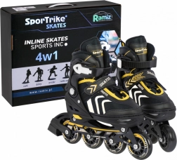 4-in-1-Set Kinderrollschuhe: Inline-, Quad- und Eislaufschuhe, Größe 29–33 – Gelb
