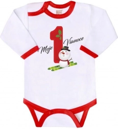 Baby-Body mit Print New Baby Mein erstes Weihnachten, langer Ärmel, Größe 80
