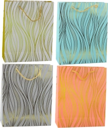 Geschenkpapiertüte mit goldenen Wellen 32 × 26 × 12 cm