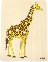 VIGA Holz-Steckpuzzle Giraffe