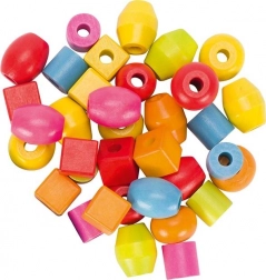 Holzperlen und Schnüre in Dose - 45 Stück