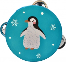 Tamburin mit Pinguin für Kinder 13 cm