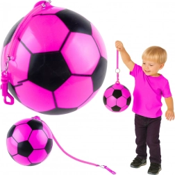 Gummiball im Fußballstil mit elastischem Griff rosa 22 cm
