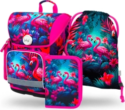 Schulset BAAGL Ergo Flamingos – Schultasche, Federmäppchen und Beutel