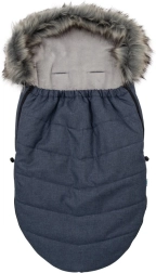 Kinder-Fußsack mit Kunstfell, dunkelblau NEW BABY