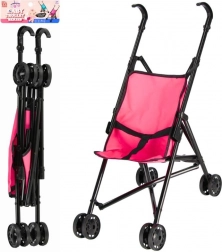 Metallischer klappbarer Puppenwagen mit Sicherheitsgurt, rosa