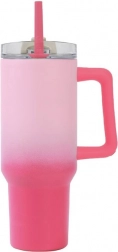 Großer Thermobecher mit Strohhalm – rosa