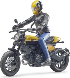 Bruder bworld Motorrad Scrambler DUCATI Cafe Racer mit Fahrer 1:16
