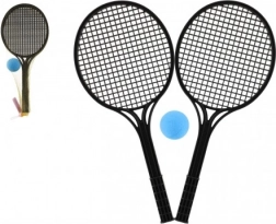 Set für Soft-Tennis mit schwarzen Schlägern und Ball