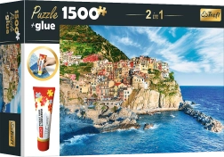 Puzzle-Set Manarola, Ligurien, Italien 1500 Teile mit Kleber
