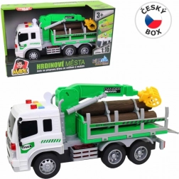 Holztransporter mit Hebearm und Lichteffekten