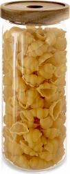 Glasdose für trockene Lebensmittel mit Holzdeckel und Dichtung 1,6 l