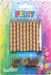 Kerzen und Halter in Goldfarbe