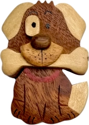 Holzmagnet Hund mit Knochen – groß