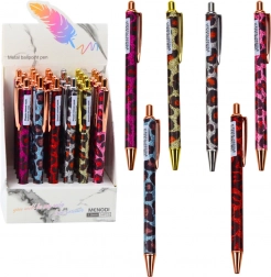 Metall-Druckkugelschreiber mit Leopardenmuster, blaue Tinte, 1,0 mm