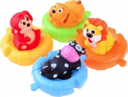 Gummitiere auf schwimmenden Puzzles