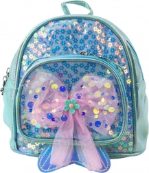 Kinder-Rucksack mit glitzernder Schleife blau 20cm 3,8L
