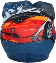 Frühlings-Babymütze aus Baumwolle New Baby mit Auto-Motiv – blau