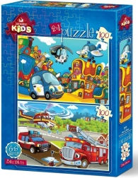 Puzzle Polizei und Feuerwehr 2×100 Teile
