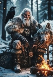 Diamantmalerei Nordischer Krieger mit Wolf 30 × 40 cm