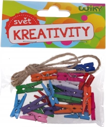 Bunte Mini-Wäscheklammern 2,5 cm mit Schnur, 25 Stk.