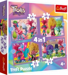 Trefl Puzzle Trolls 3: Buntes Abenteuer 4-in-1 (35, 48, 54, 70 Teile)