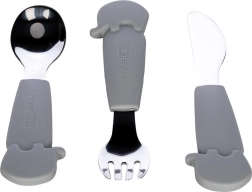 FreeON Kindergeschirrset aus Edelstahl grau