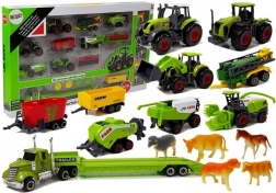 Landwirtschaftsset mit Traktoren, Anhängern und Tieren