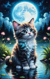 Diamantmalerei Katze am Teich 30x40 cm